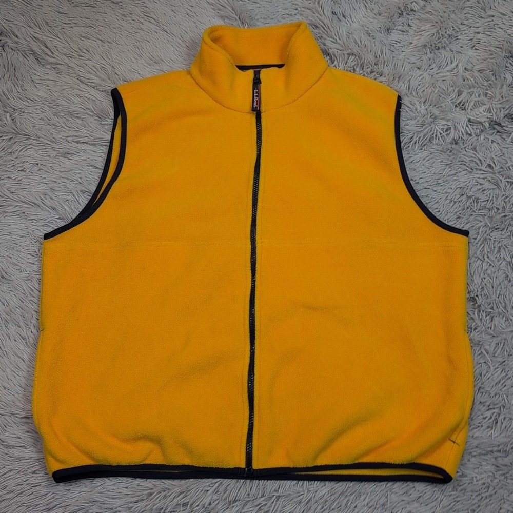 L.L. Bean Vest Mens XL Yellow Gorpcore‎ Outdoors Zip Up Fleece Preppy Chore